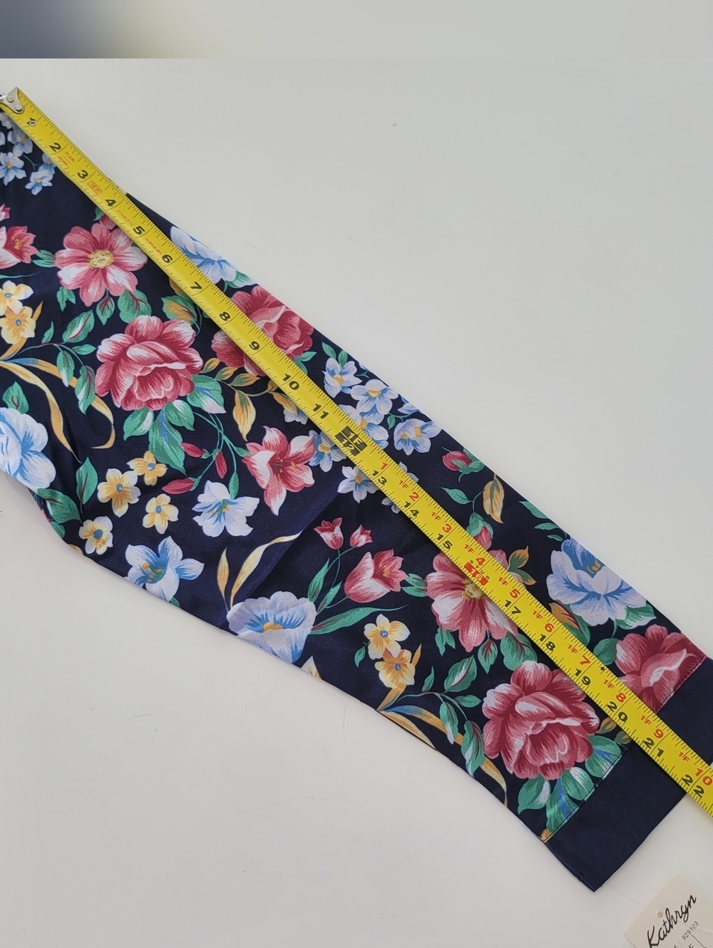 Floral Satin Nightshirt - Navy with Pink & Blue Blooms Size L - Picture 7 of 10